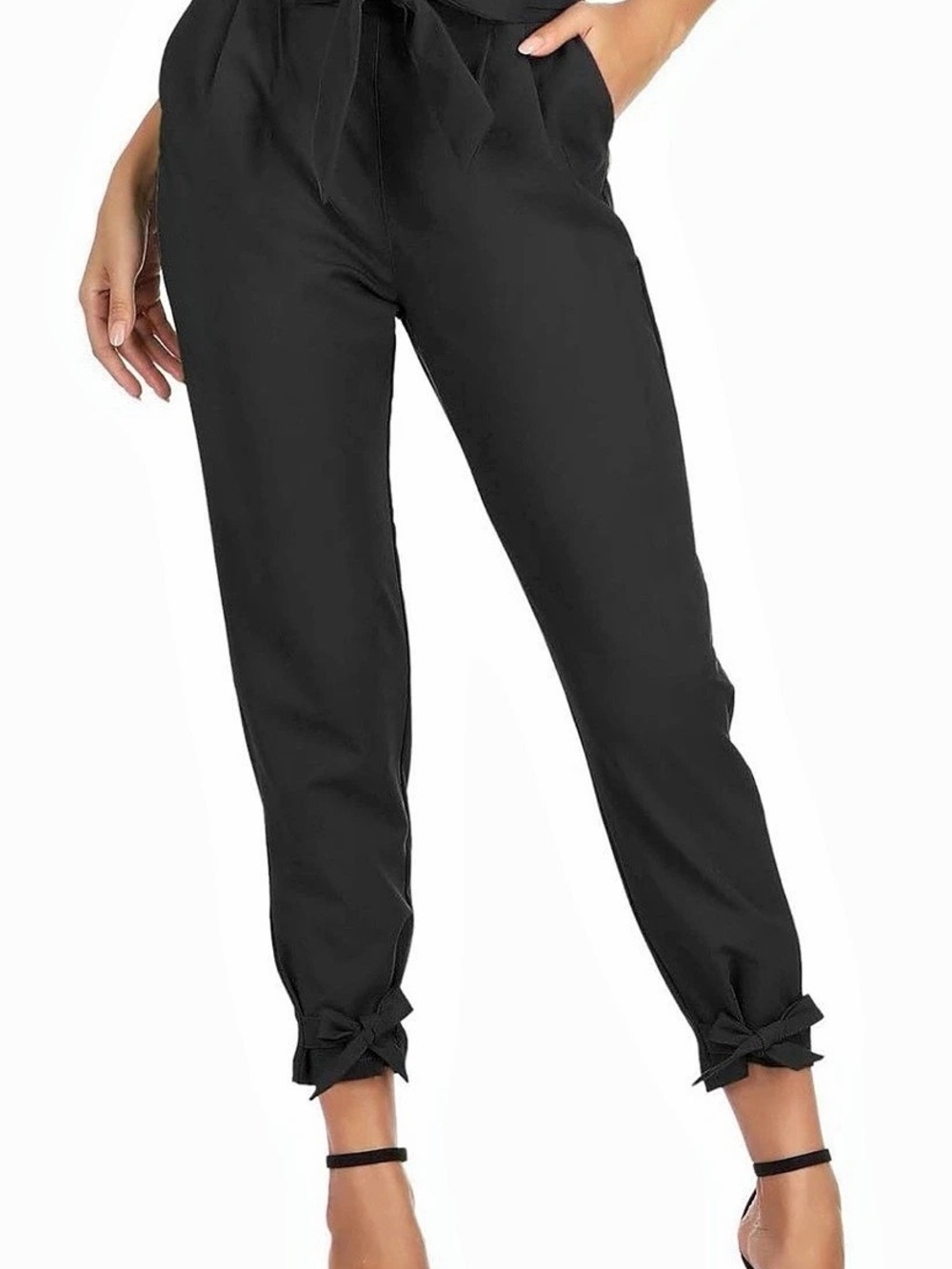 Black Tie-Waist Ankle Pants Like New